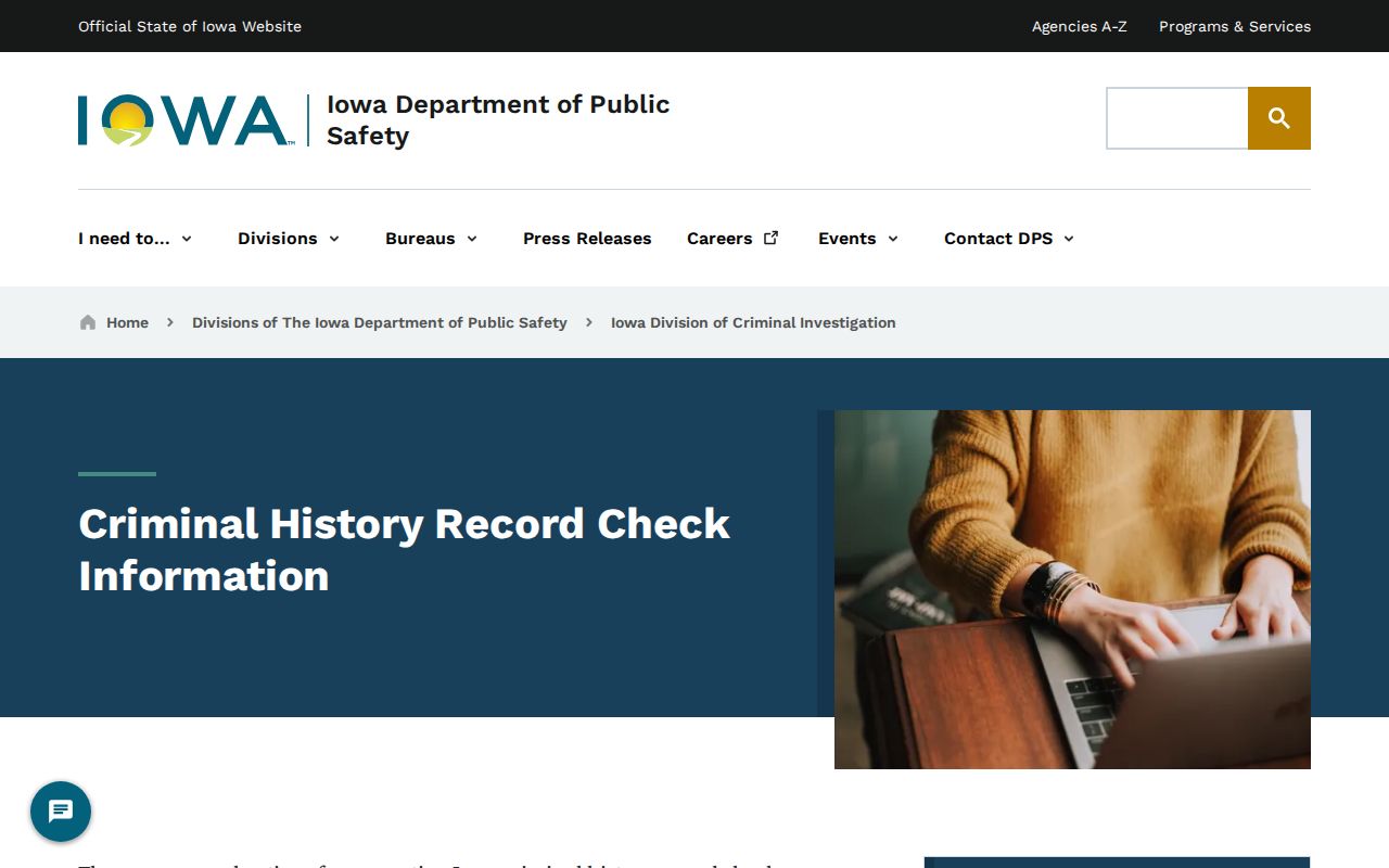 Guthrie County arrest record DCI request instructions