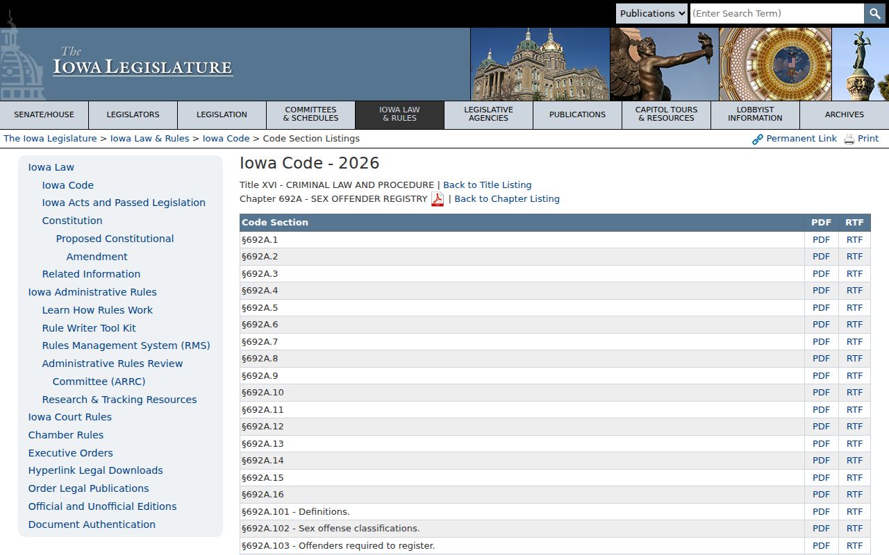 Guthrie County sex offender registry Iowa Code chapter 692A