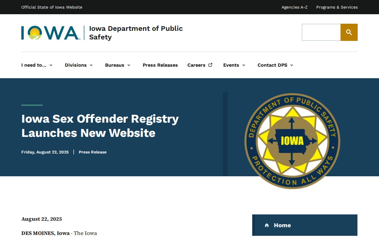 Guthrie County sex offender registry 2025 redesign announcement